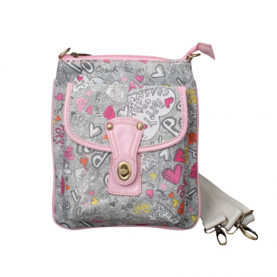 Coach Fashion Turnlock Signature Small Grey Pink Crossbody Bags EOQ